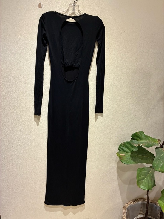 SKIMS SMOOTH LOUNGE LONG SLEEVE OPEN BACK LONG DRESS SZ XXS BLACK - Picture 4 of 5